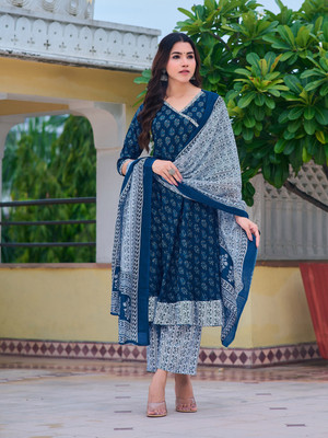 Tasrika Printed Anarkali Kurta, Bottom & Dupatta Set