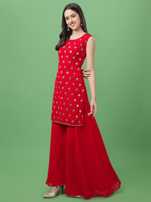 parrot creation Women Ethnic Top Sharara Dupatta Set