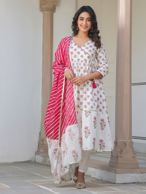 Janasya Women Kurta Pant Dupatta Set