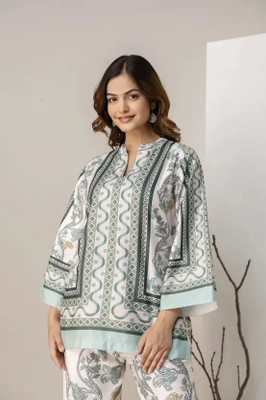 on High Cloud Collectio Women Printed A-line Kurta(White)