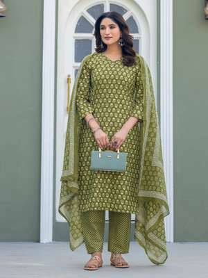 TextileCloth Printed Kurta, Trouser/Pant & Dupatta Set