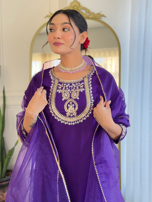 FancyFits Embroidered Kurta, Salwar & Dupatta Set