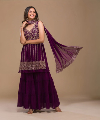 Xomantic FASHION Women Kurta Sharara Dupatta Set