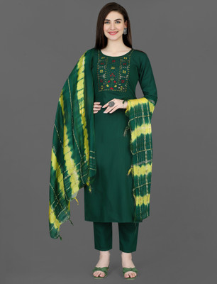 Kaiwal Embroidered, Solid Kurta, Trouser/Pant & Dupatta Set