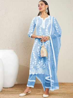 STAVROZ FASHION Printed, Embroidered Kurta, Trouser/Pant & Dupatta Set