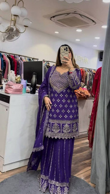 Sonal Women Ethnic Top Palazzo Dupatta Set