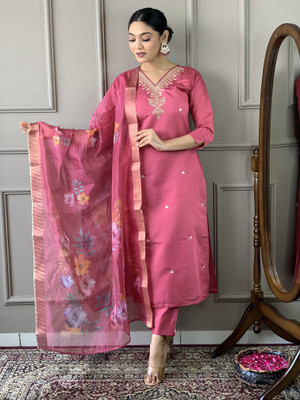RN Fashion Embroidered Kurta, Trouser/Pant & Dupatta Set