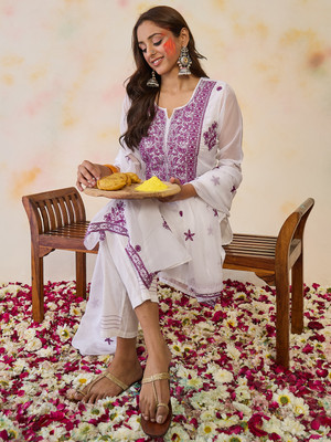 Indo Era Women Kurta Pant Dupatta Set