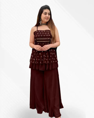 advance enterprise Women Ethnic Top Palazzo Dupatta Set