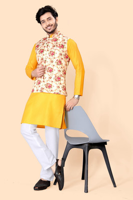 PARALLEL TIMES Men Kurta Pyjama Ethnic Jacket Set