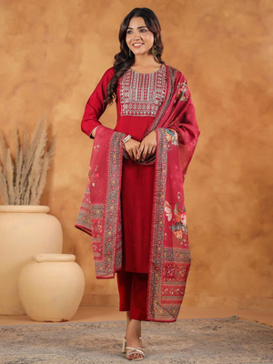 Janasya Women Kurta Pant Dupatta Set
