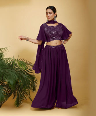 SANCIA Women Ethnic Top Palazzo Dupatta Set