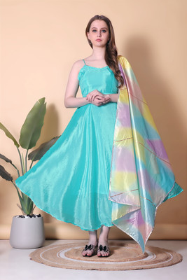 DHAAGA Flared/A-line Gown(Light Blue)