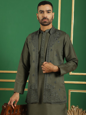 Jompers Men Kurta Pyjama Ethnic Jacket Set