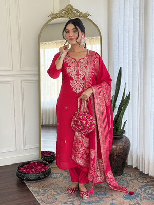 Krisio Embroidered Kurta, Trouser/Pant & Dupatta Set
