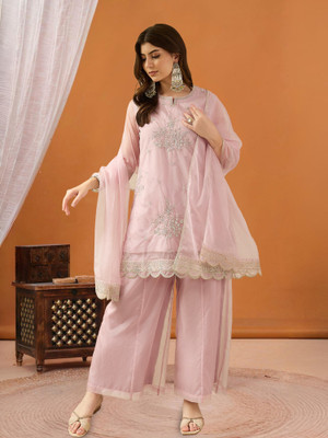 HERE&NOW Women Kurta Palazzo Dupatta Set