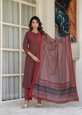 RASOKURTI Women Kurti Pant Attached Dupatta Set