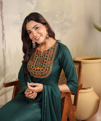 Janasya Women Kurta Pant Dupatta Set