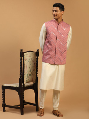 VASTRAMAY Men Kurta Pyjama Ethnic Jacket Set