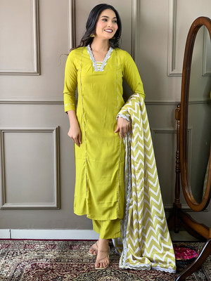 SHREE KSHETRAPAL CREATION Embroidered Kurta, Trouser/Pant & Dupatta Set