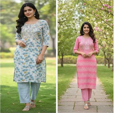Riddhisworld Women Kurti Pant Set