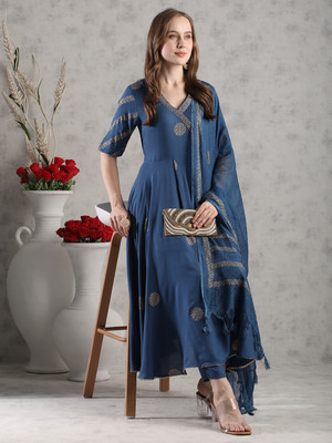 Tasrika Solid Anarkali Kurta, Bottom & Dupatta Set