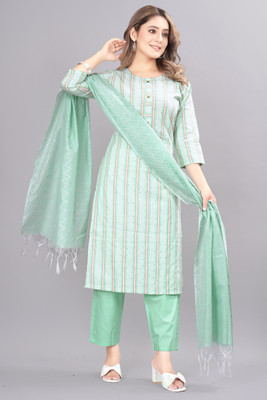 TextileCloth Geometric Print Kurta, Trouser/Pant & Dupatta Set