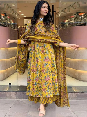 Vidusha Women Kurti Palazzo Dupatta Set