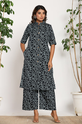 Jaipuri Bunaai Women Kurta Palazzo Set