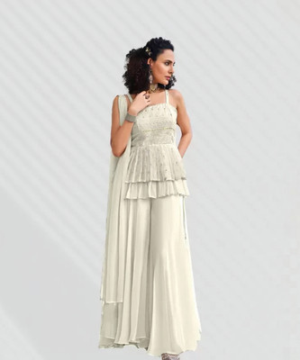 LH ENTERPRISE Women Ethnic Top Palazzo Dupatta Set