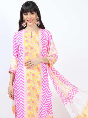 Vishudh Women Kurta Palazzo Attached Dupatta Set