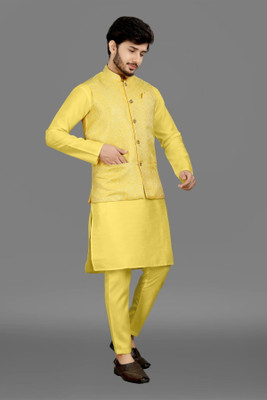 TRUST OUS Men Kurta Pyjama Ethnic Jacket Set