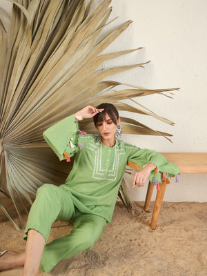 Indo Era Women Ethnic Top Pant Set
