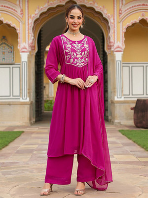 Janasya Women Kurti Palazzo Dupatta Set