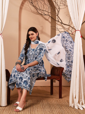 Dholiwal Fashion Embroidered Anarkali Kurta, Bottom & Dupatta Set