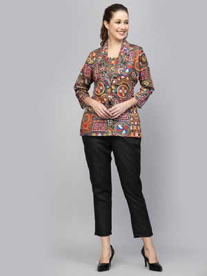 HouseOfCommon Women Crop Top Pant Ethnic Jacket Set
