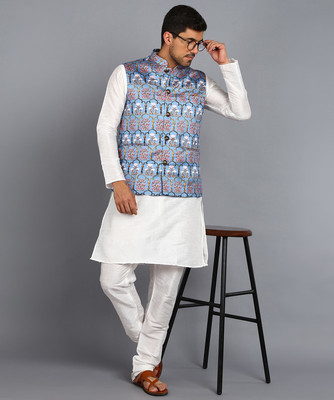 karnam Men Kurta Pyjama Ethnic Jacket Set