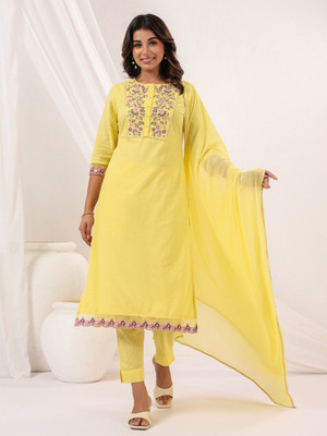Janasya Women Kurta Pant Dupatta Set