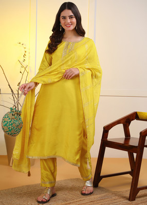 Hiva Trendz Embroidered Kurta, Trouser/Pant & Dupatta Set