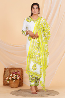 ROYALETHNICAURA Floral Print Kurta, Trouser/Pant & Dupatta Set