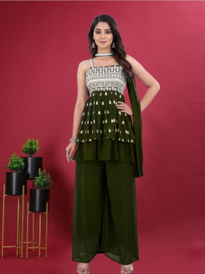 GreenERA Women Ethnic Top Sharara Dupatta Set