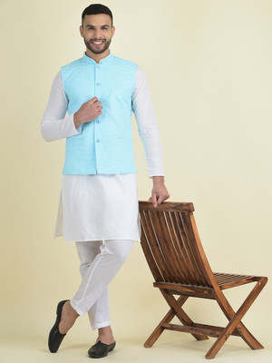 DEYANN Men Kurta Pyjama Ethnic Jacket Set
