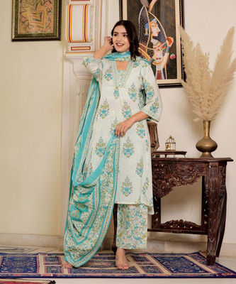 VBUYZ Women Kurta Palazzo Dupatta Set