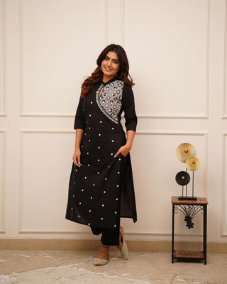 Parth Creation Women Embroidered A-line Kurta(Maroon)