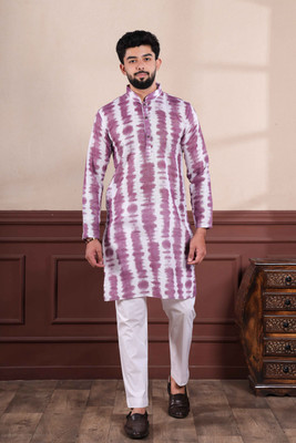 Koshin Men Printed Straight Kurta(Purple)