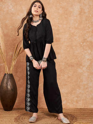 Bunaiwala Women Ethnic Top Palazzo Set