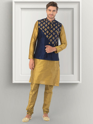 DEYANN Men Kurta Churidar Ethnic Jacket Set