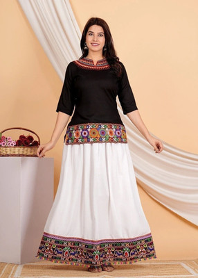 canvir Women Ethnic Top Skirt Set