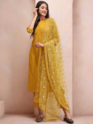 shreefashion Embroidered Kurta, Palazzo & Dupatta Set