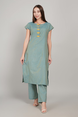 Ekaa Women Solid Straight Kurta(Green)